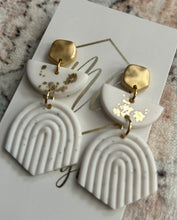 White and Gold Flaked Clay Earrings