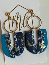 Marbled U-shaped Gold Flake Clay Earrings