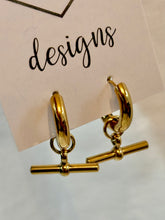 Gold Hoop Toggle Drop Earrings