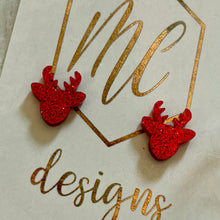 Glitter Reindeer Christmas Stud Earrings