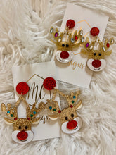 Glitter Rudolph Reindeer Christmas Earrings