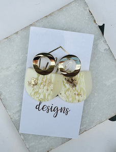 White and Gold Flake Clay Earrings