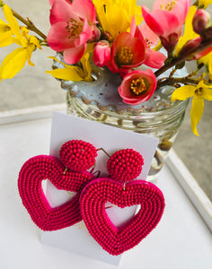 Open Heart Beaded Earrings Valentine's Day