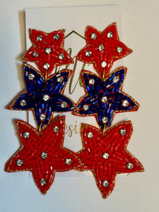 Triple Star Seed Beaded Earrings