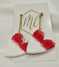 Glitter Dusted Clay Heart Earrings