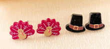 Thanksgiving Glitter Turkey Stud Earrings