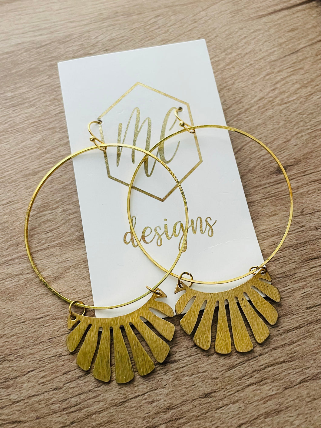 Large Gold Circle with Half Sun Rays Earrings