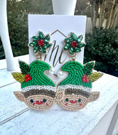 Beaded Elf Christmas Earrings