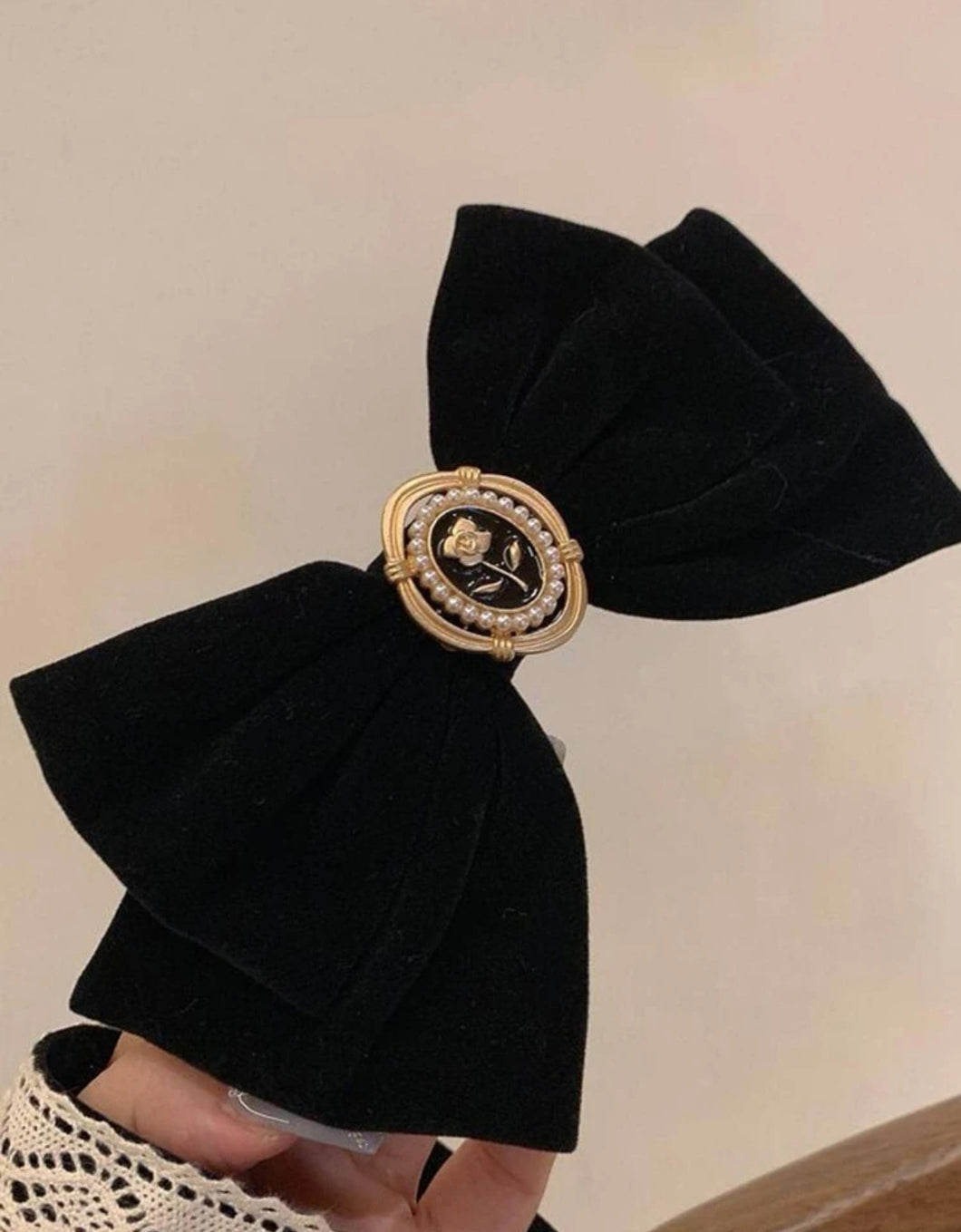 Black Velvet Hair Bow