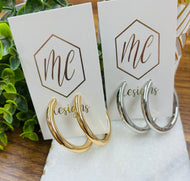 CLASSIC SHINY CHUNKY HOOPS EARRINGS 1.75 INCH