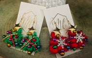 Pom Pom Christmas Tree Earrings