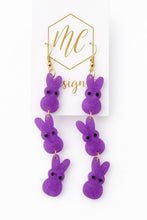 Triple Peep Bunny Dangle Easter Earrings