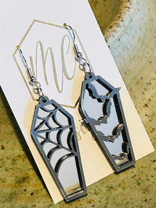 Halloween Coffin Tombstone Earrings