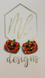 HALLOWEEN LEATHER GLITTER STUD EARRINGS