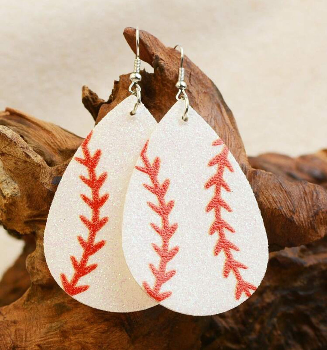 Glitter Teardrop Leather Sports Earrings