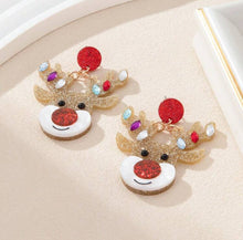 Fun Glitter Christmas Rudolph Reindeer Earrings