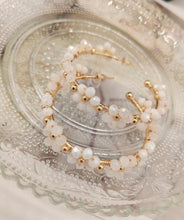 Flower Beaded Hoop Earrings