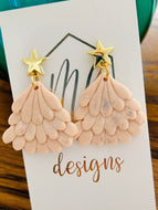 Peach Clay Christmas Tree Earrings