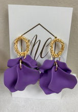 Small Matte Petal Earrings with Open Gold Circle Post