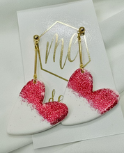 Glitter Dusted Clay Heart Earrings