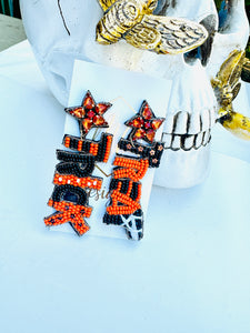 Beaded Trick or Treat Halloween Earrings