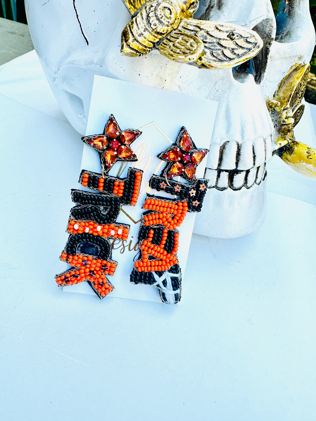 Beaded Trick or Treat Halloween Earrings