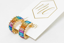 Rainbow Jewel Crystal Hoops