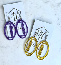 Acrylic Glitter Open Football Earrings