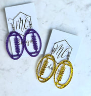 Acrylic Glitter Open Football Earrings