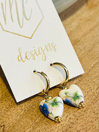 Ceramic Glass Painted Heart Huggies