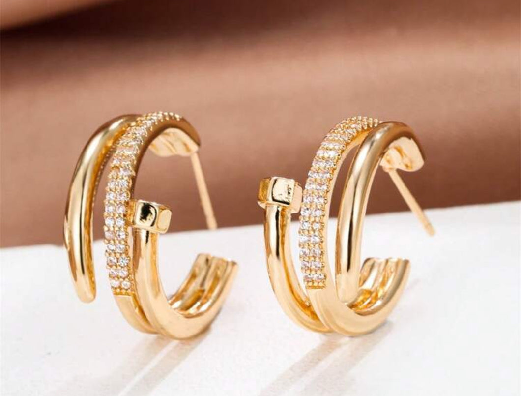 Small Nail Rhinestone Hoops