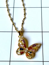 Colorful Rhinestone Butterfly Necklace