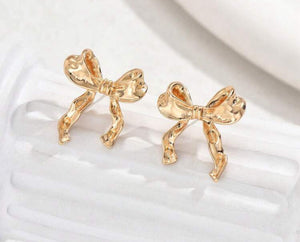 Gold Bow Stud Earrings