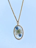 Pressed Flower Gold Chain Necklace