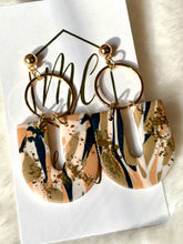 Marbled U-shaped Gold Flake Clay Earrings