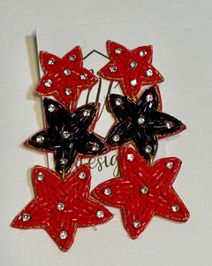 Triple Star Seed Beaded Earrings