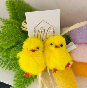 Chenille Chick Easter Plush Earrings