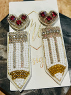 Beaded Teacher Pencil Earrings