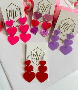 New Acrylic Heart Valentine Ascending Earrings