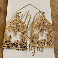Silver & Gold Nativity Christmas Earrings