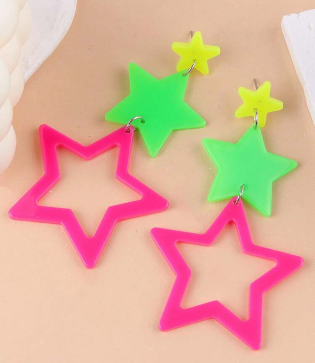 Neon Star Earrings