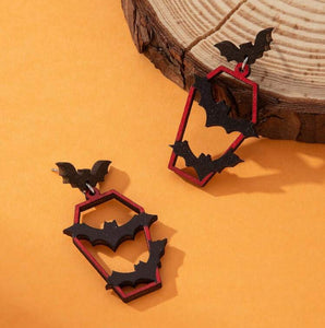 Halloween Coffin Tombstone Earrings