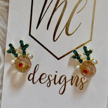 Small Bead Reindeer Christmas Stud Earrings