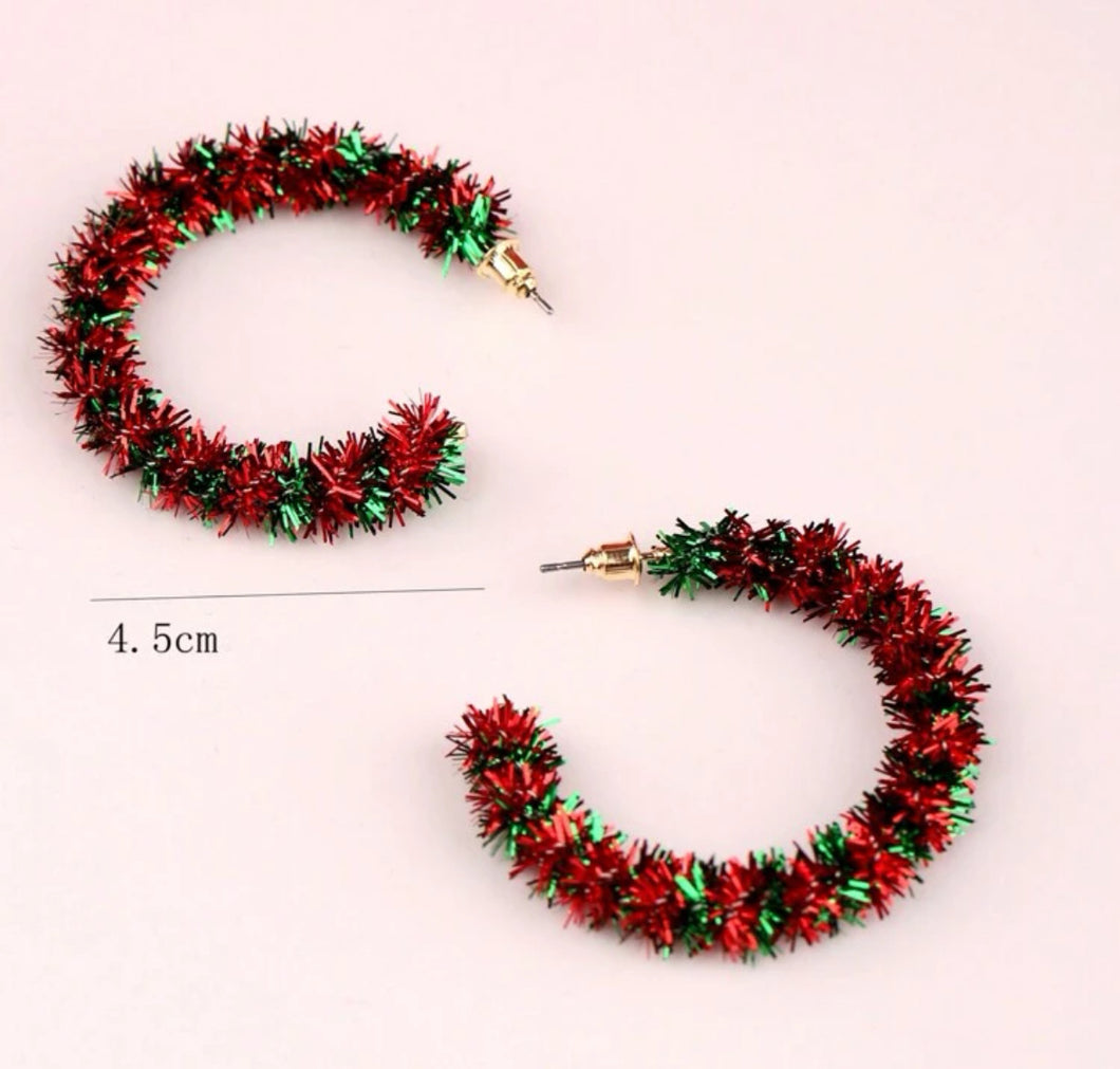 Tinsel Christmas Hoops