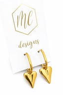 Classy Oval Huggie Hoop with Drop Heart Earring