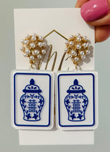 Mahjong Tile Earrings with Pearl Post