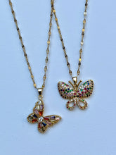 Colorful Rhinestone Butterfly Necklace