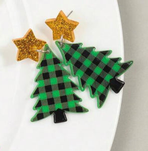 Glitter Christmas Tree Earrings