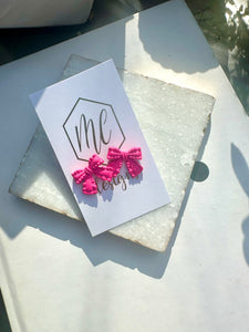 Hot Pink Bow Studs