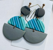 Blue Gray Half Moon Clay earrings